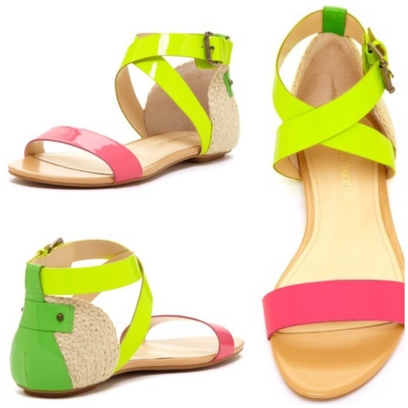 neon strappy sandals